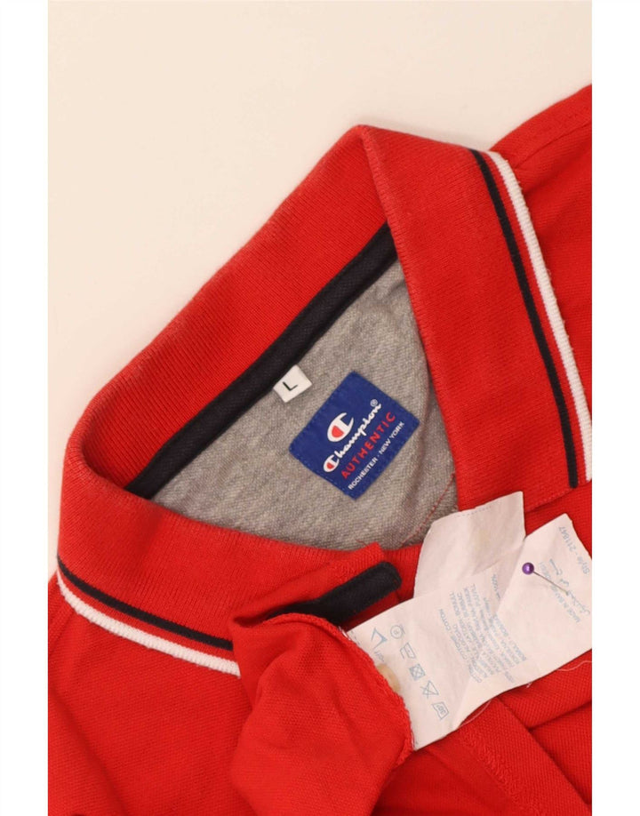 Champion Herren-Poloshirt, groß, rot gestreift, Baumwolle
