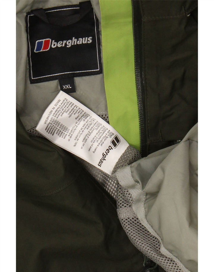 BERGHAUS Herren Regenjacke mit Kapuze UK 44 2XL Khaki Nylon