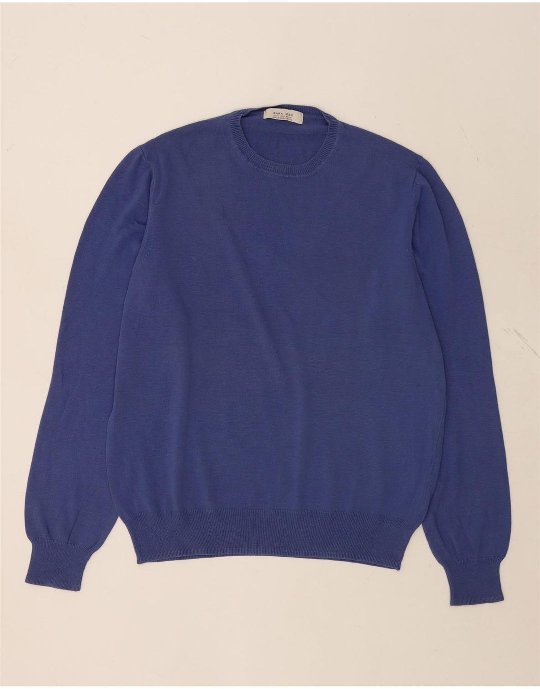 Zara Herren-Pullover mit Rundhalsausschnitt, Größe L, Blau