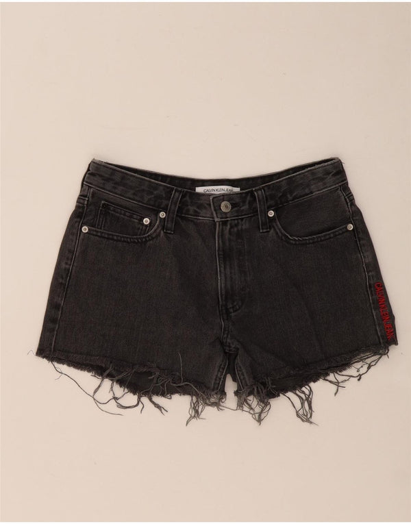 CALVIN KLEIN Damen Jeansshorts W27 Small Graue Baumwolle