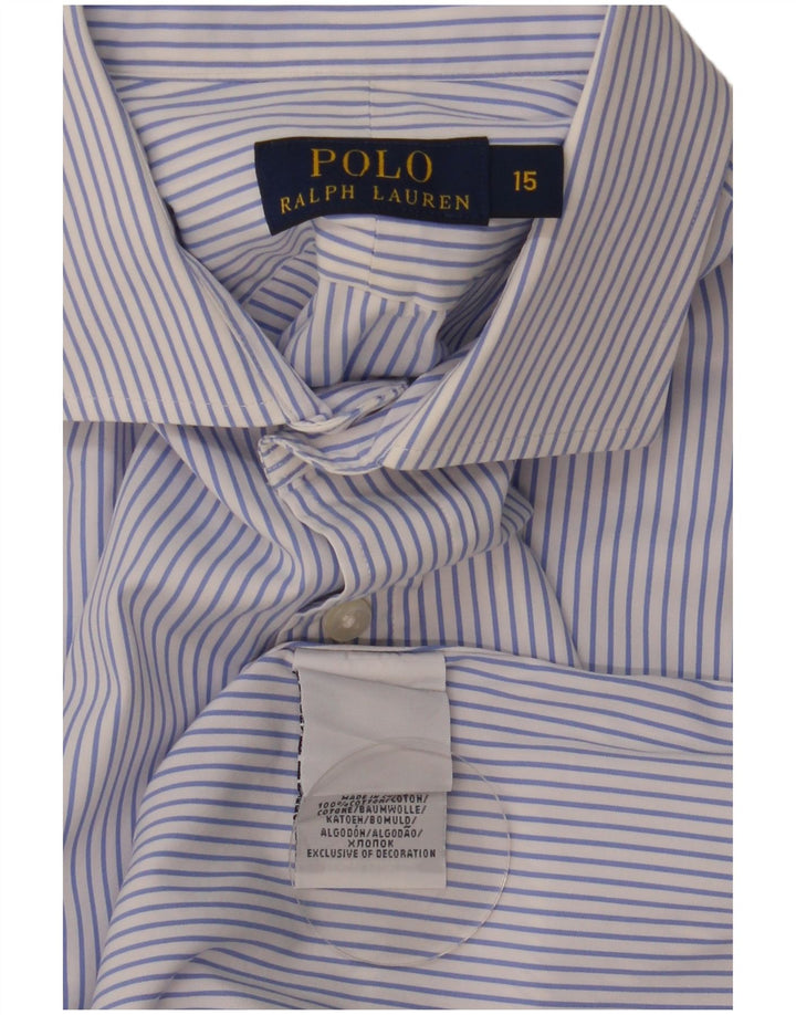Polo Ralph Lauren Herrenhemd, Größe 15, mittelblau gestreift, Baumwolle