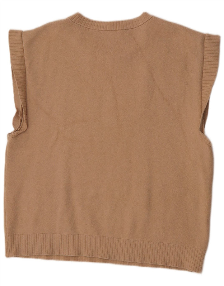 Zara Damen Weste Tank Top UK 14 Mittelbeige Viskose