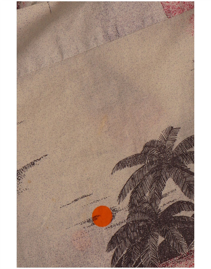VINTAGE Hawaii-Kurzarmhemd für Herren, groß, beige, geblümte Baumwolle