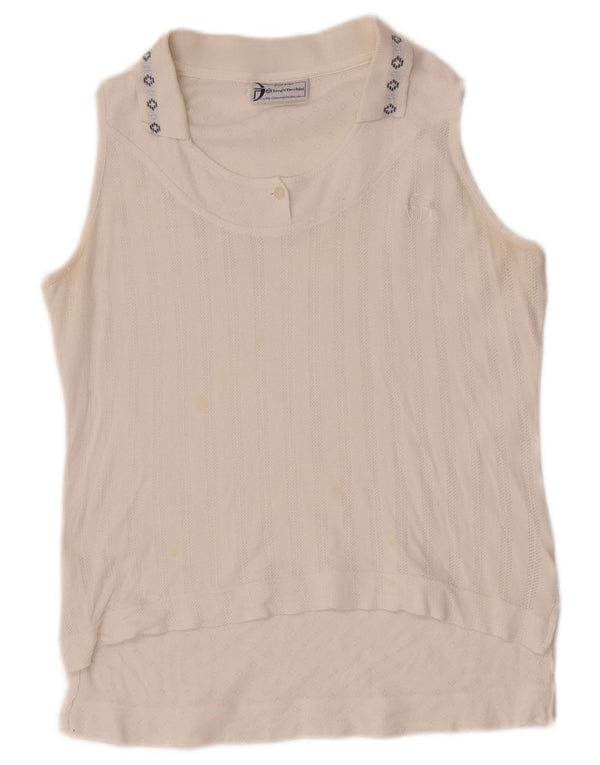 Sergio Tacchini Damen Ärmelloses Poloshirt EU 38 Mittelweiß Fair Isle