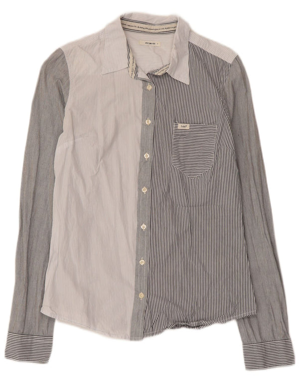 Lee Womens Anbass Shirt UK 10 Small Blau gestreift Baumwolle