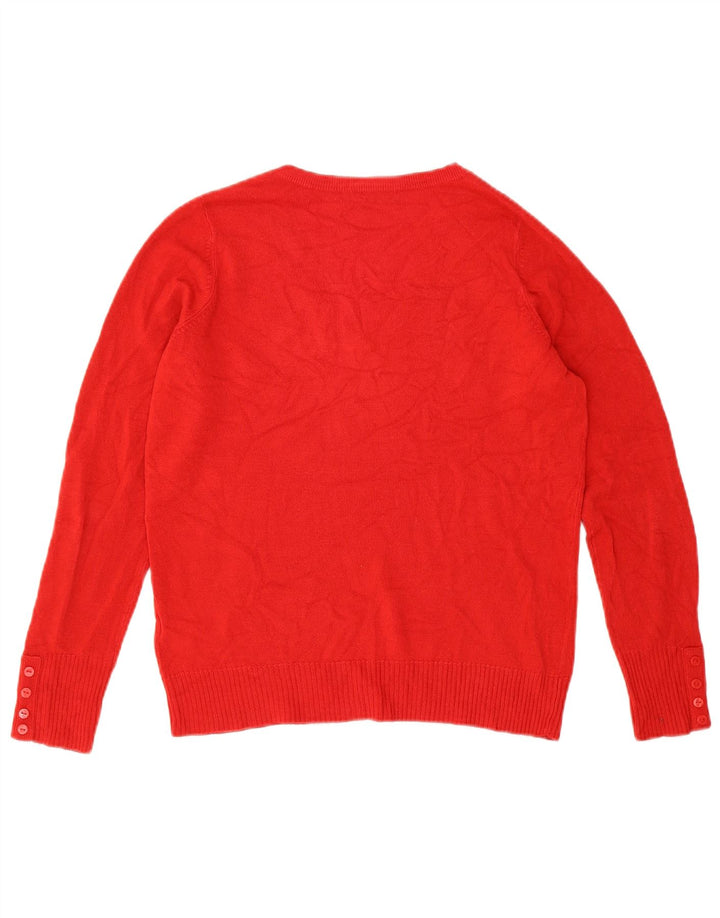 Marks & Spencer Damen-Pullover mit V-Ausschnitt, Gr. 10, Größe S, Rot, Acryl