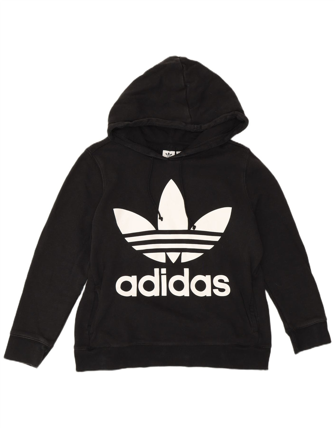 ADIDAS Damen Graphic Hoodie Pullover UK 16 Große schwarze Baumwolle