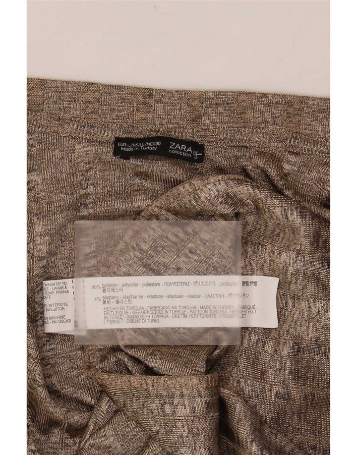 Zara Damen T-Shirt-Kleid UK 16 Large Braun Polyester