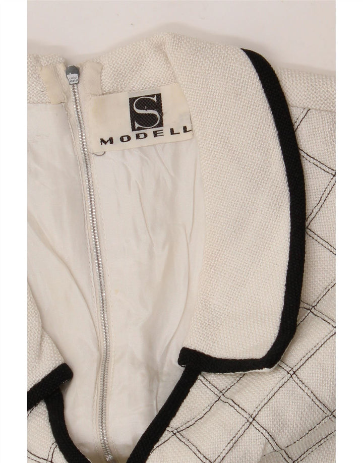 VINTAGE Damen Ärmelloses A-Linien-Kleid UK 8 Small White Check