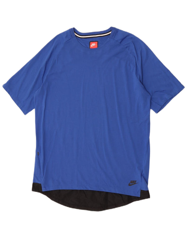 Nike Herren-T-Shirt-Oberteil, großes blaues Farbblock-Polyester