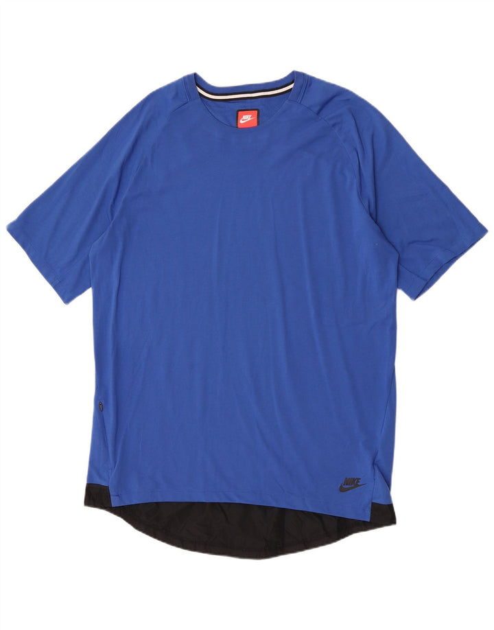 Nike Herren-T-Shirt-Oberteil, großes blaues Farbblock-Polyester