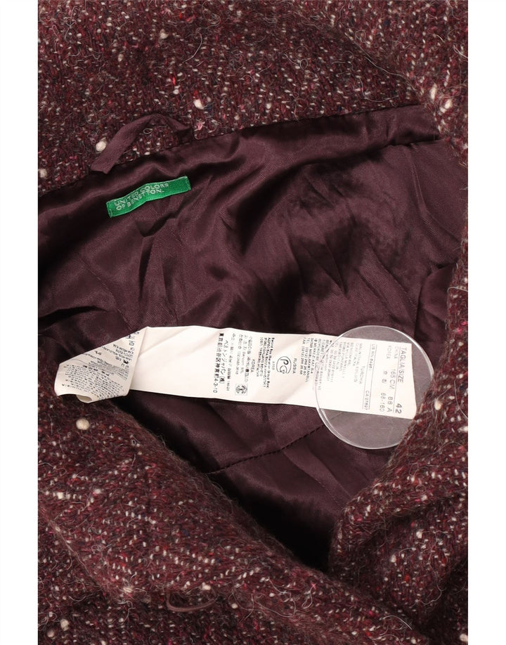 Benetton Damen Bolero-Jacke IT 42 Medium Burgundy Melierte Wolle