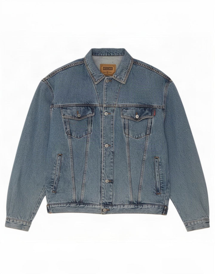 Casucci Herren Jeansjacke UK 42 XL Blaue Baumwolle