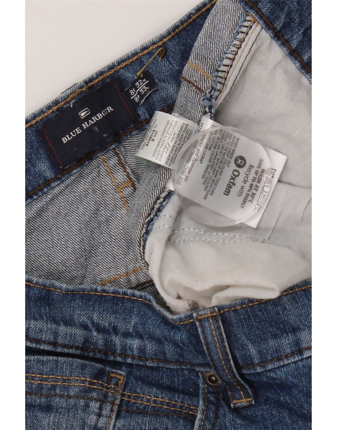 Marks & Spencer Herren Blue Harbor Straight Jeans W32 L33 Blaue Baumwolle