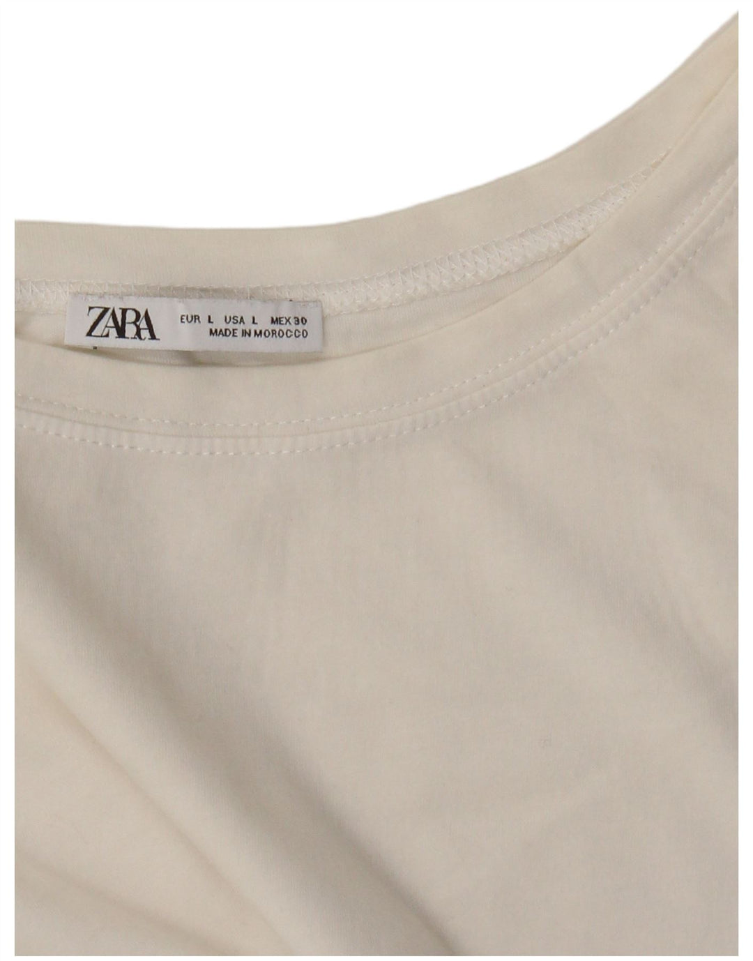 Zara Damen Crop T-Shirt Top UK 16 Large Weiß