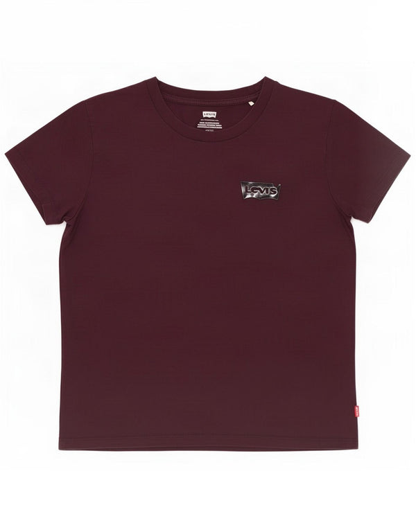 Levi's Damen T-Shirt Top UK 10 Small Burgund Baumwolle
