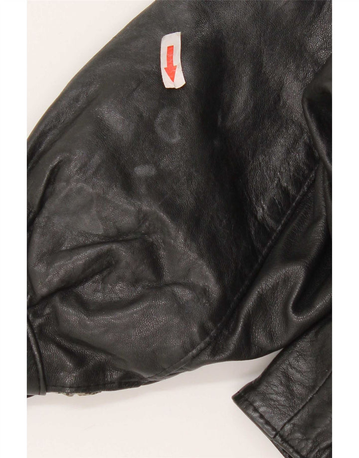 Vintage Mädchen Lederjacke 7-8 Jahre Mittelschwarzes Leder