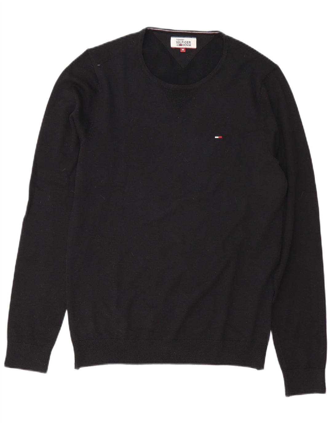 TOMMY HILFIGER Herren-Pullover mit Rundhalsausschnitt, mittlere schwarze Baumwolle