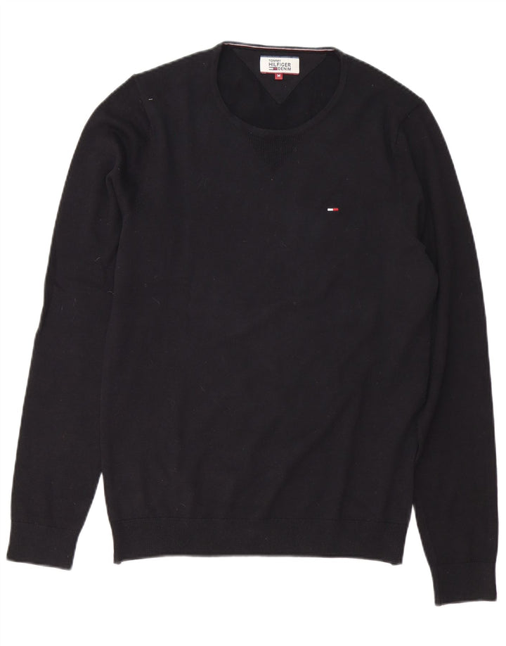 TOMMY HILFIGER Herren-Pullover mit Rundhalsausschnitt, mittlere schwarze Baumwolle
