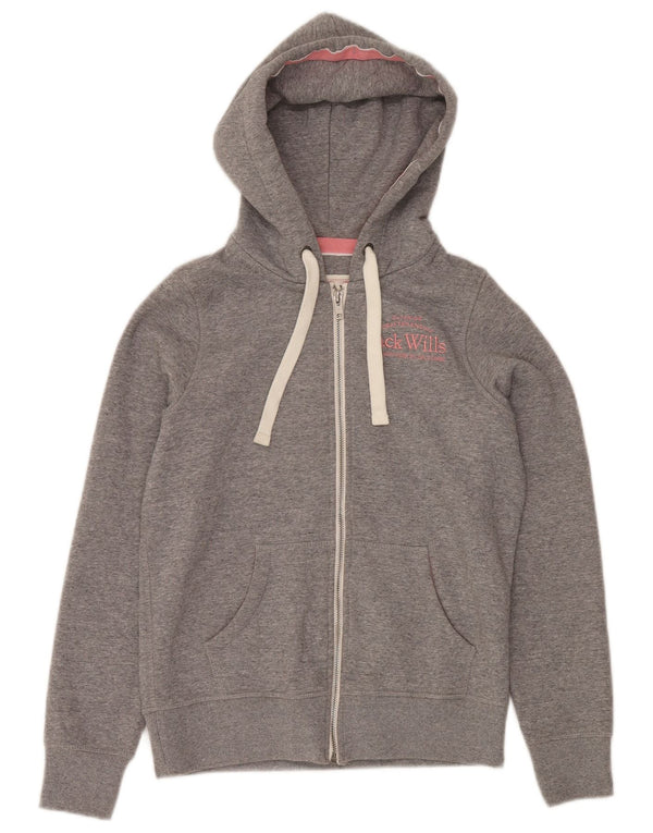 JACK WILLS Damen-Pullover mit Kapuze, übergroß, mit Reißverschluss, UK 6, XS, Grau, Baumwolle