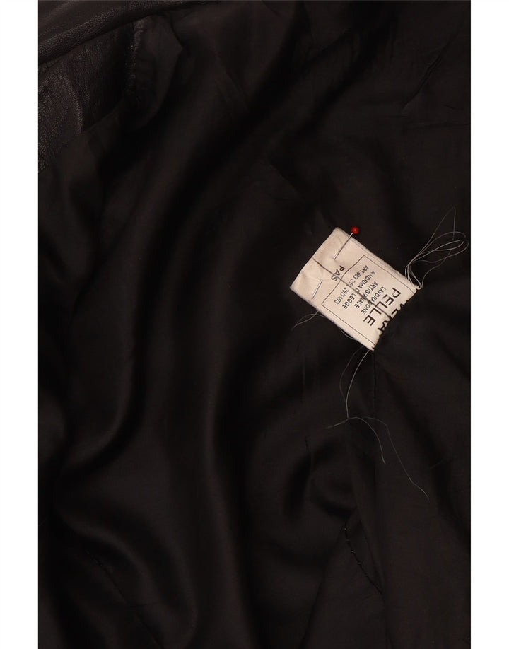 Vintage Damen Crop Leder Racer Jacke UK 10 Kleines schwarzes Leder