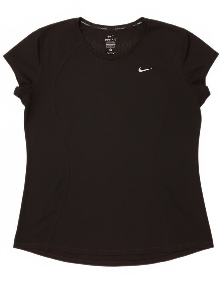 Nike Damen Dri Fit T-Shirt Top UK 18 XL Schwarz Polyester