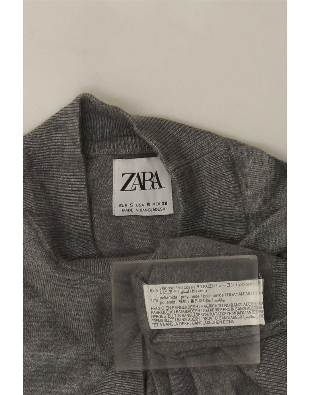 Zara Herren-Pullover mit Rollkragen, kleine graue Viskose