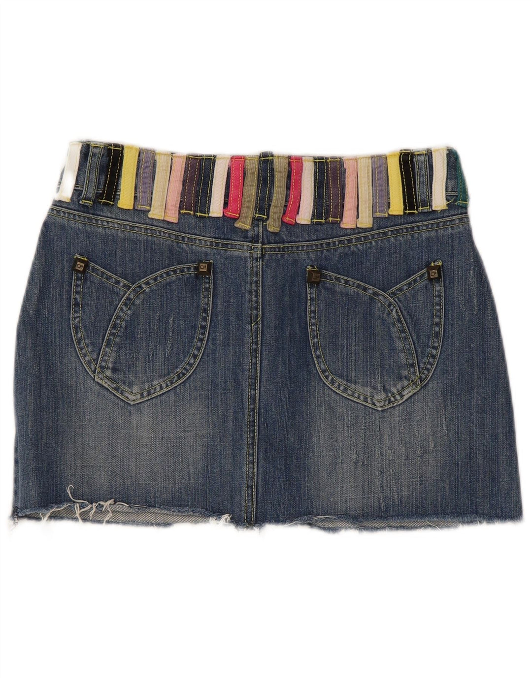 Dsquared2 Damen Mini-Jeansrock IT 42 Medium W30 Blaue Colourblock-Baumwolle