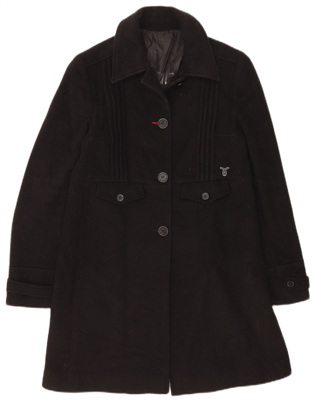 Calvin Klein Jeans Damen Mantel UK 14 Große schwarze Wolle