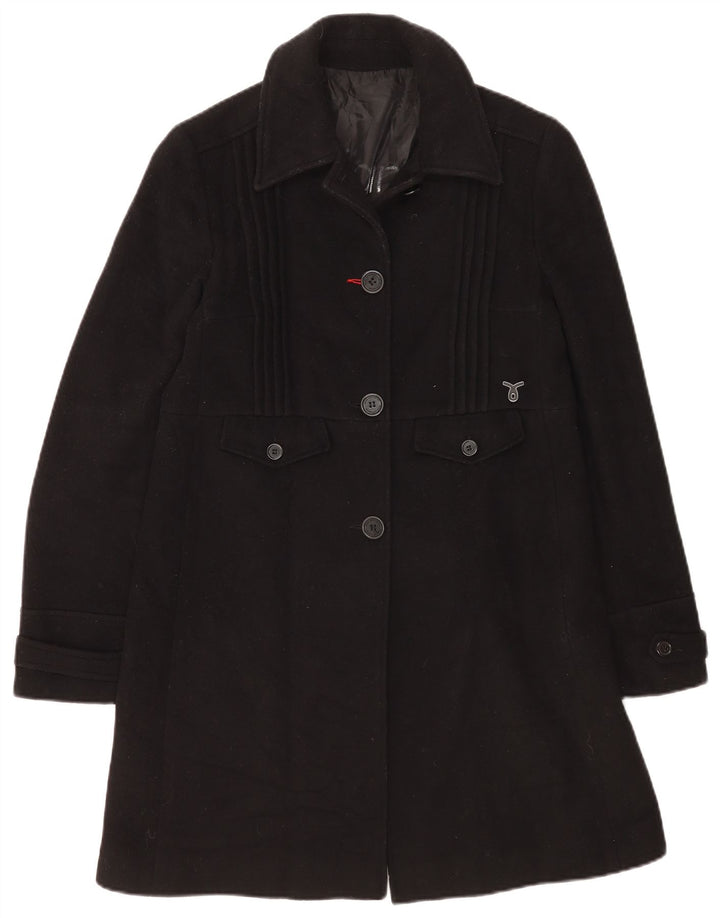 Calvin Klein Jeans Damen Mantel UK 14 Große schwarze Wolle