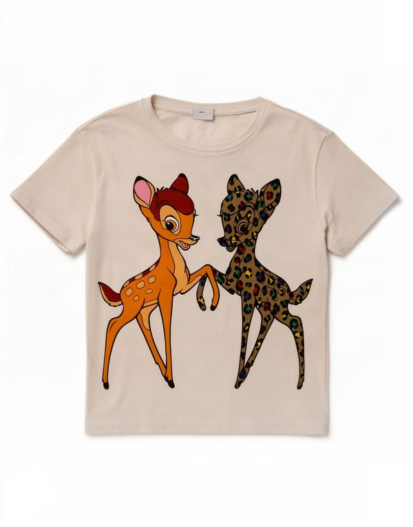 Benetton Damen-T-Shirt mit Disney-Grafik, Größe 44, Mittelweiß, Tiermuster