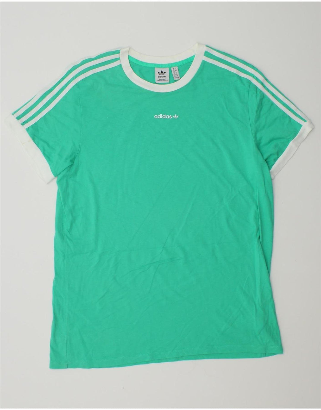 Adidas Damen T-Shirt Top UK 16 Large Türkis Baumwolle