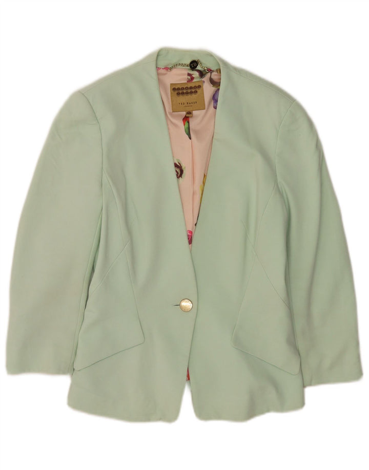 Ted Baker Damen 1-Knopf-Blazerjacke UK 6 XS Grüne Viskose