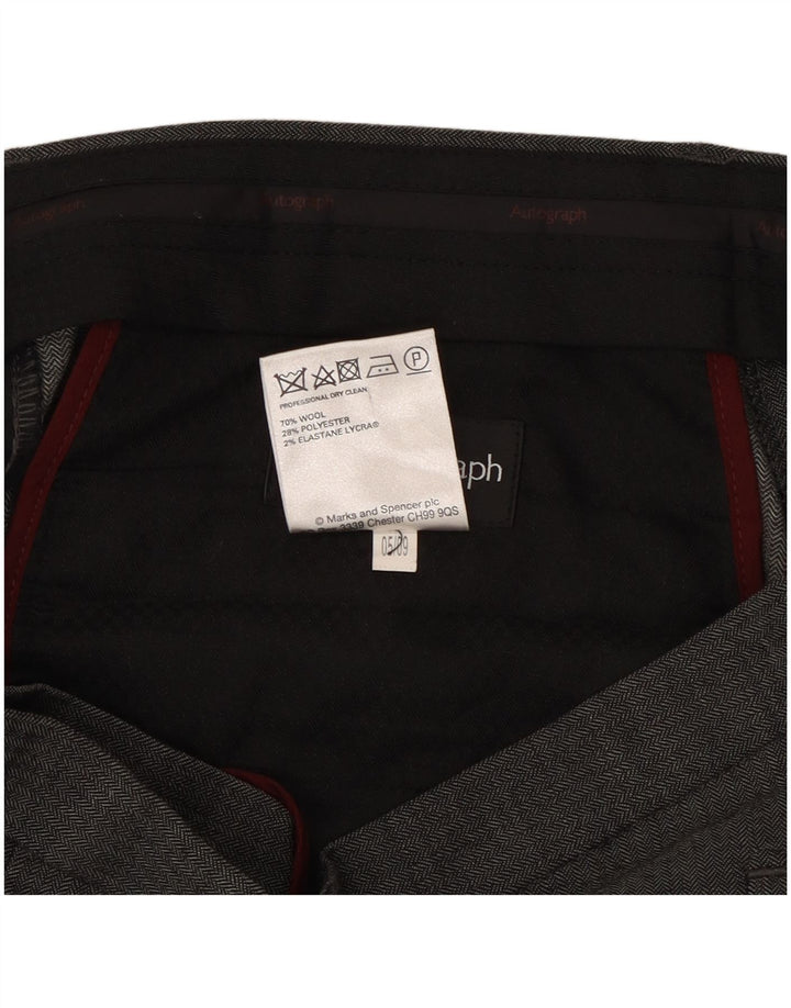 Marks & Spencer Herren Autograph Gerade Anzughose W34 L33 Graue Wolle
