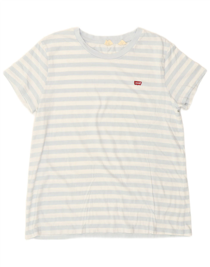 Levi's Damen T-Shirt Top UK 14 Large Blau gestreift