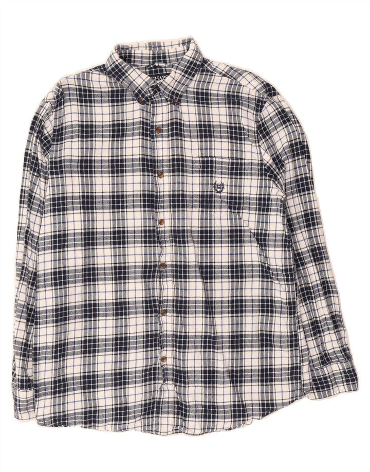 CHAPS Mens Flannel Shirt Large Black Check Cotton Vintage Chaps and Second-Hand Chaps from Messina Hembry 