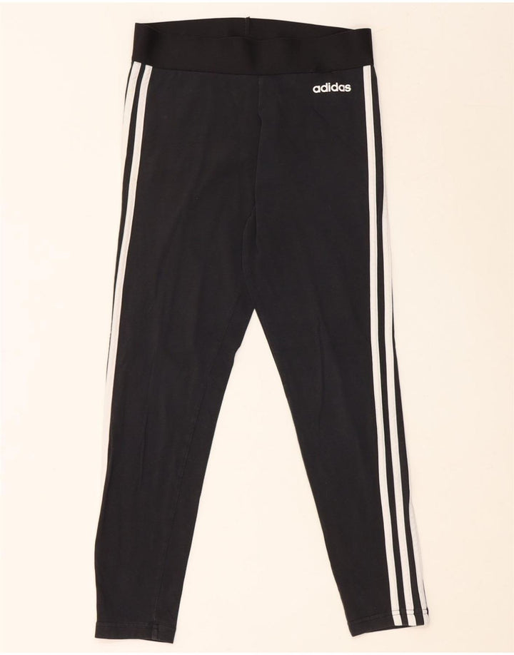 ADIDAS Damen Leggings UK 10 Small Schwarz Baumwolle