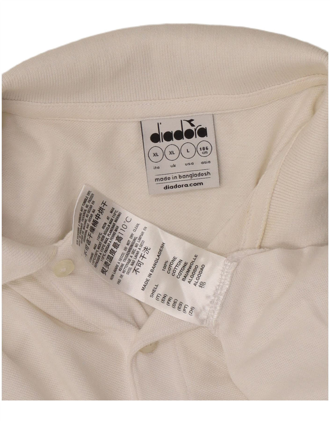 Diadora Herren-Poloshirt XL aus weißer Baumwolle