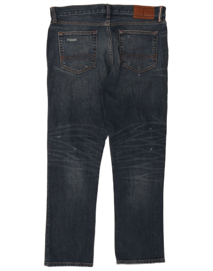 Tommy Hilfiger Herren Distressed Straight Jeans W34 L30 Blaue Baumwolle