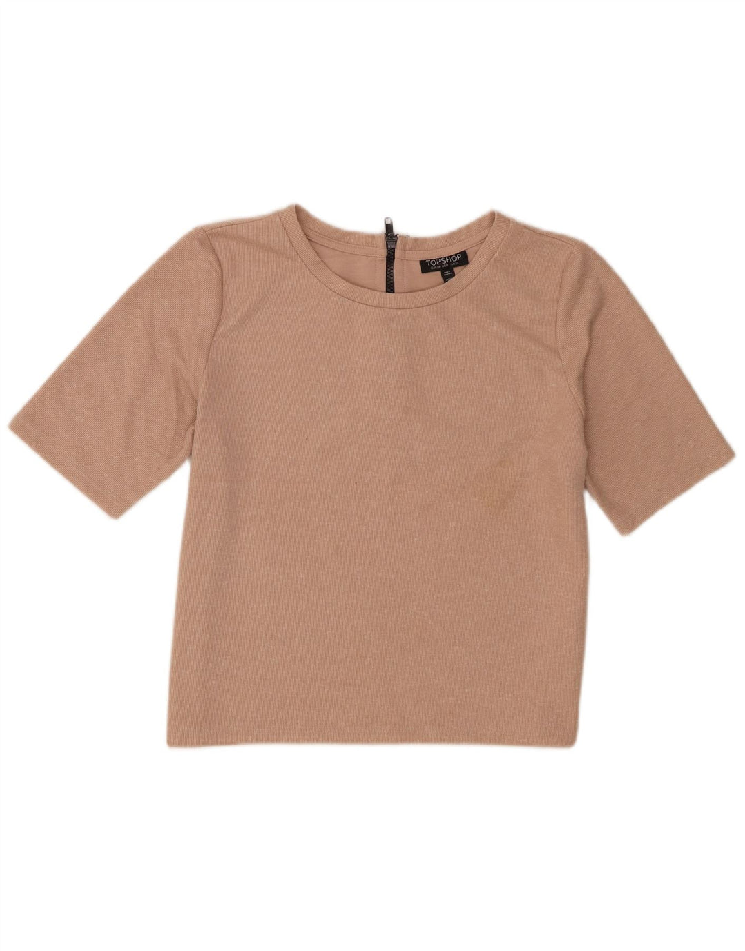 Topshop Damen Crop T-Shirt Top UK 10 Small Beige Polyester
