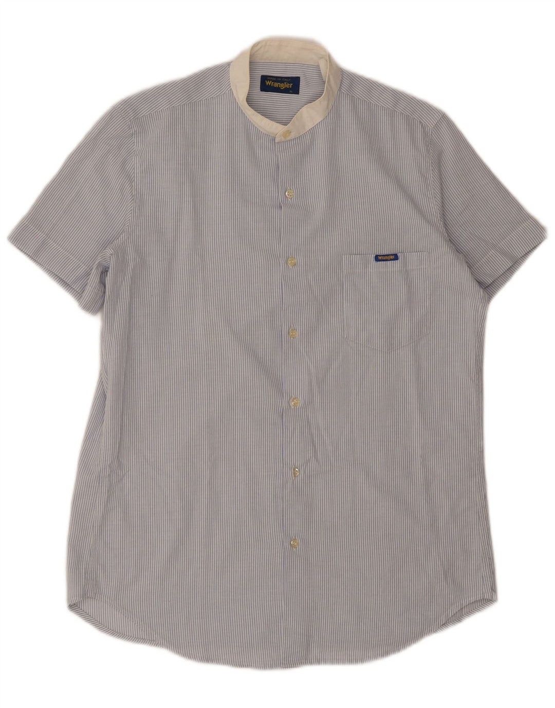 Wrangler Herren Kurzarmhemd Mittelblau gestreift