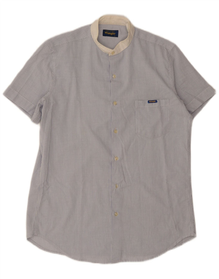 Wrangler Herren Kurzarmhemd Mittelblau gestreift