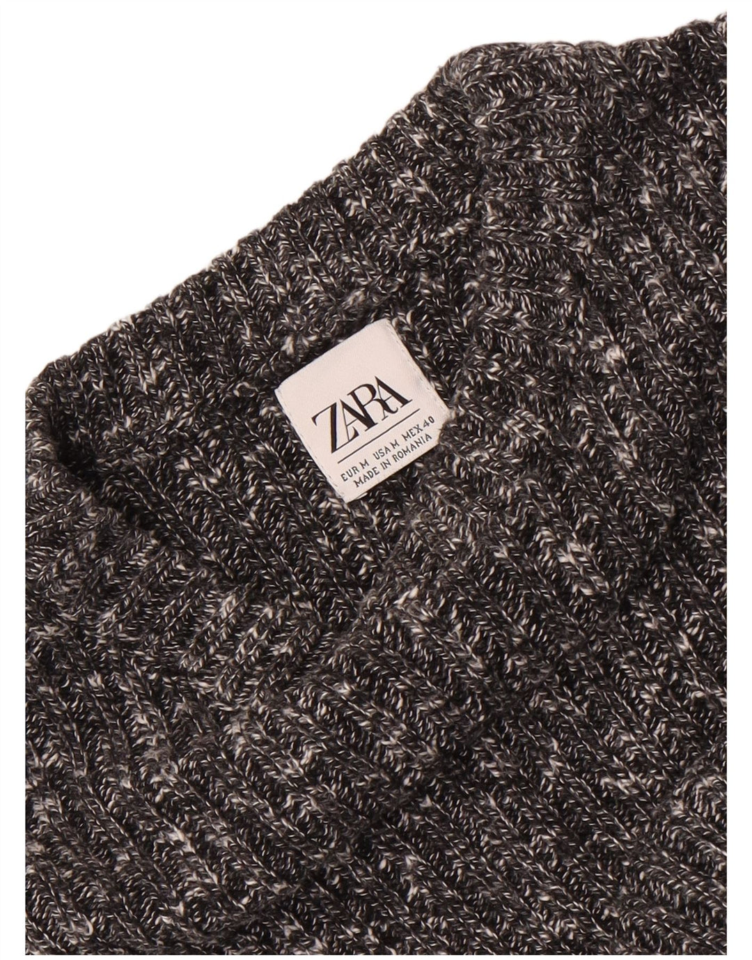 Zara Herren-Pullover mit Rundhalsausschnitt, Mittelgrau meliert