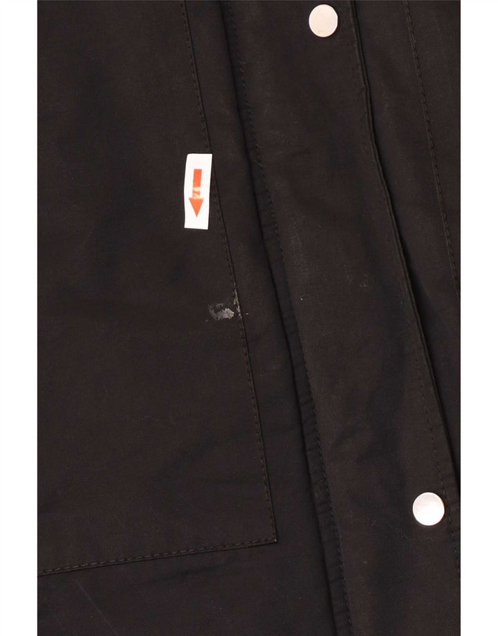 Zara Damen-Parka mit Kapuze, UK 14, mittlere schwarze Baumwolle