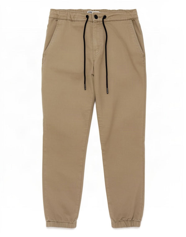 Zara Herren Jogger Chino Hose EU 40 Medium W31 L27 Khaki Baumwolle