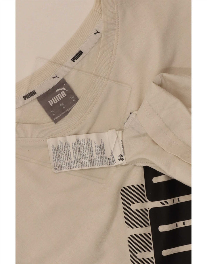 Puma Herren-T-Shirt mit Grafik, mittelgroß, aus weißer Baumwolle