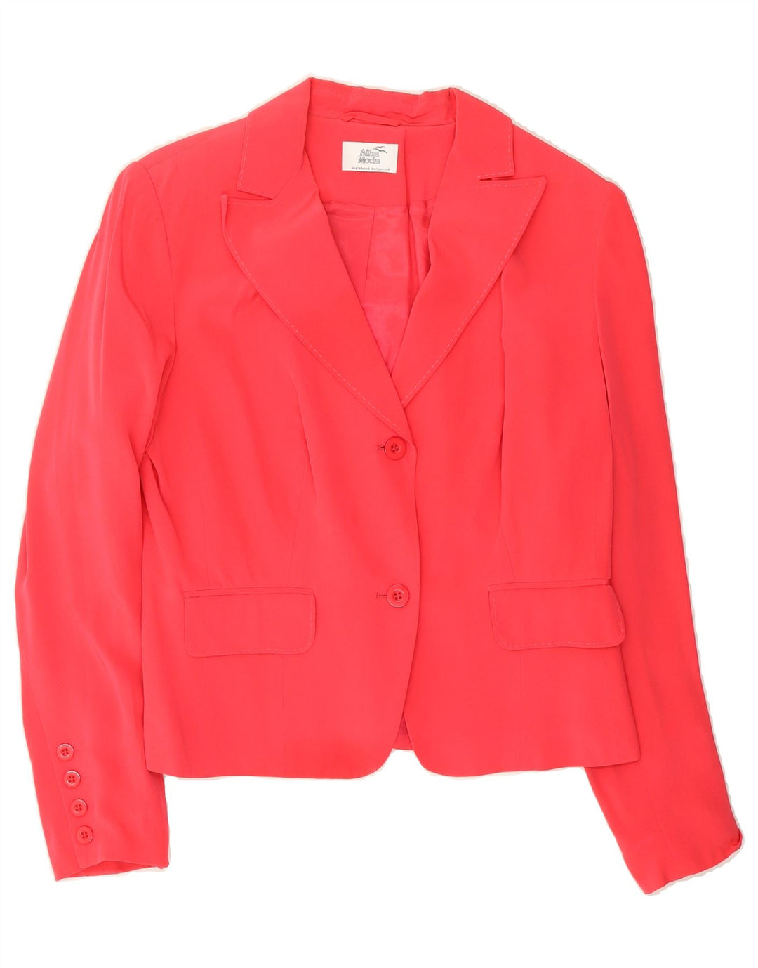 ALBA MODA Womens 2 Button Blazer Jacket UK 14 Large  Red Acetate Vintage Alba Moda and Second-Hand Alba Moda from Messina Hembry 