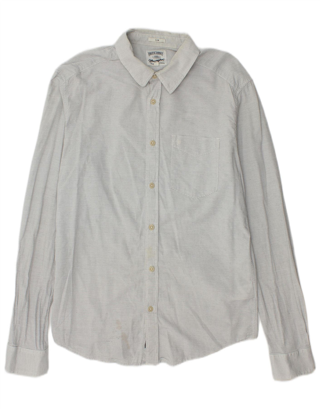 Wrangler Herren-Slim-Hemd aus mittelgrauer Nadelstreifen-Baumwolle