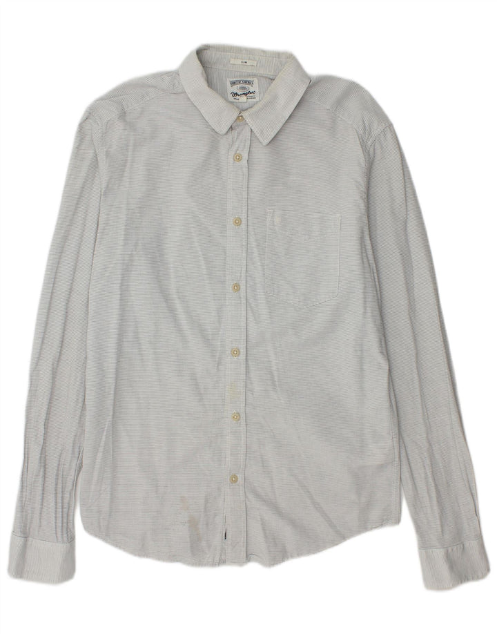 Wrangler Herren-Slim-Hemd aus mittelgrauer Nadelstreifen-Baumwolle