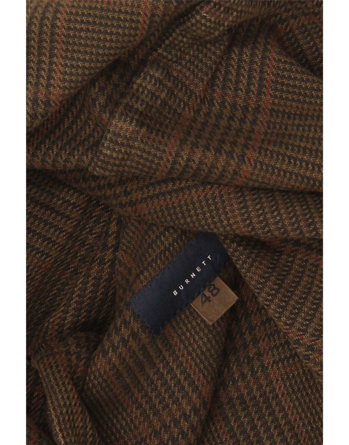 Vintage Herren 3-Knopf-Blazerjacke IT 48 Mittelbraun kariert